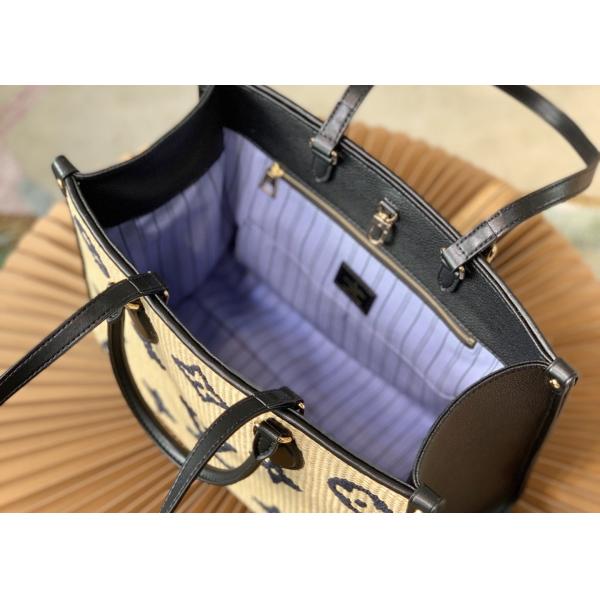 Raffia Waven Custom Embroidered Tote Bags 35cm Medium Tote Purse