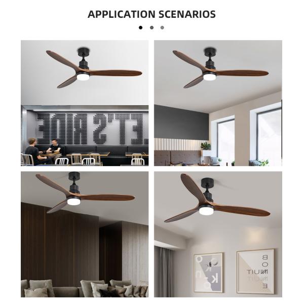 Indoor Remote Control 1500LM Solid Wood Ceiling Fan Light 120V 3000-5000K