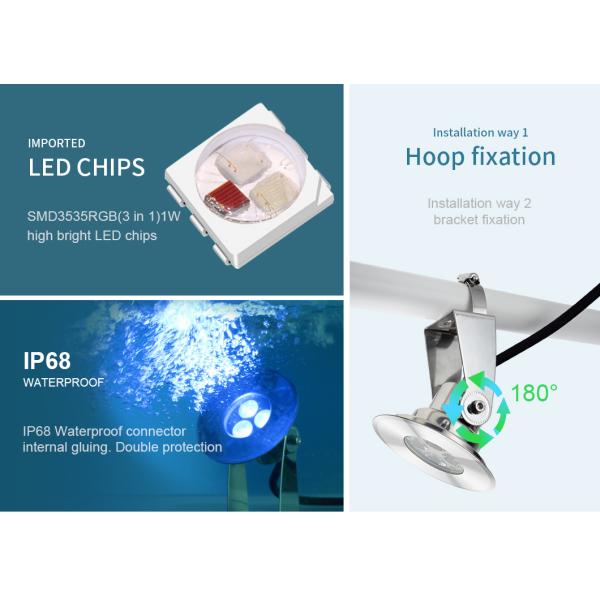 DMX512 5W 130LM Underwater LED Spotlights IK10 Stainless Steel