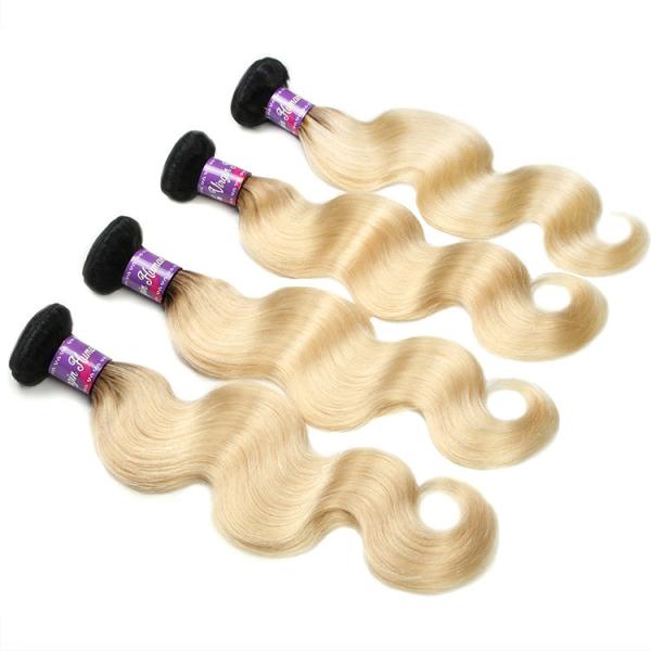 1b 613 two tone hair ombre hair weaves dark root blonde weave virgin brazilian  hair weft