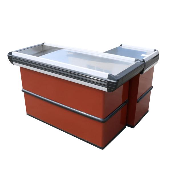 Professional Food Grade 304 Supermarket Checkout Counter with ISO9001 Certification and 60% Improved Hand Feel