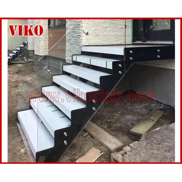 Double Steel Plate Staircase VK22S Railing tempered glass,  Stringer,carbon 304 Stainless Steel