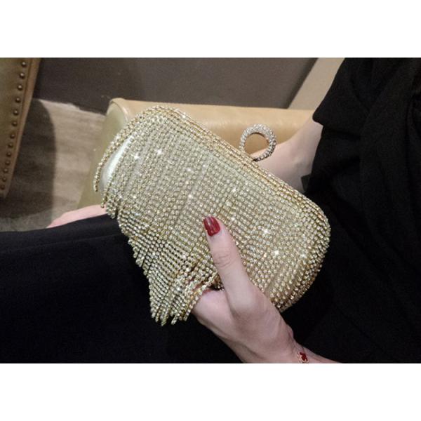 New style evening party bag diamond banquet bag tassel bag diagonal cross bag hand bag female dinner socialite party bag