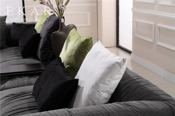 European Modern Elegant Extra Large Velvet Black Sectional Sofa Furniture