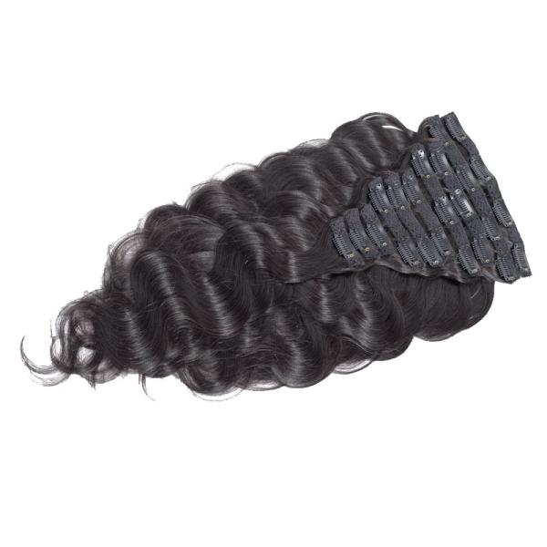 1B Brazilian Human Hair Body Wave Curly Clip In Hair Extensions Virgin Remy Hair