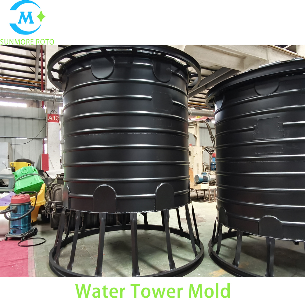 SUNMORE ROTO Custom Cast Steel Vertical Water Tower Rotomolding Mould, Hollow Plastic Water Storage Tank Mold With Lifting Frame