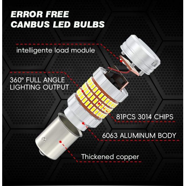 CANBUS LED Bulbs Built-in Resistor 3156 3157 3156K P27W T25 With 3014 LED Chips 27W 1000LM White Amber for 12V Turn Signal Light