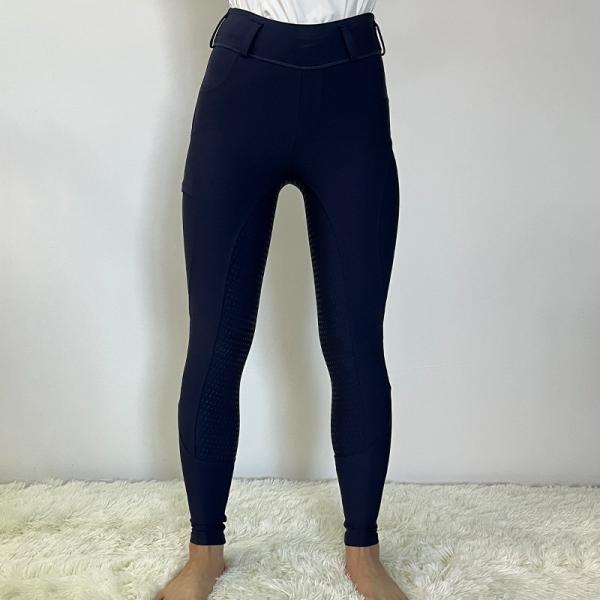 Navy Equestrians Young Girls Horse Riding Pants Horseback With Full Seat Silicone