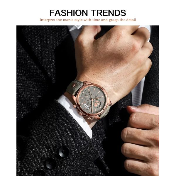 Waterproof Men's Quartz Chronograph Watch – Leather Strap· Luminous Dial | OEM