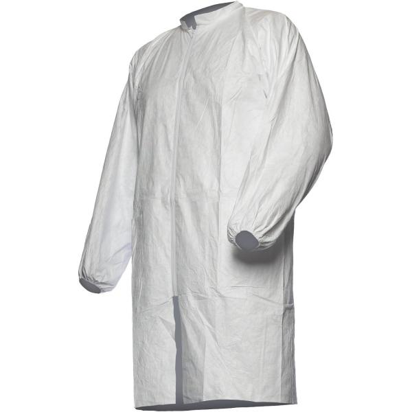 Industrial Safety PPE Dustproof 50GSM White Disposable Lab Coat with Chemical Resistance