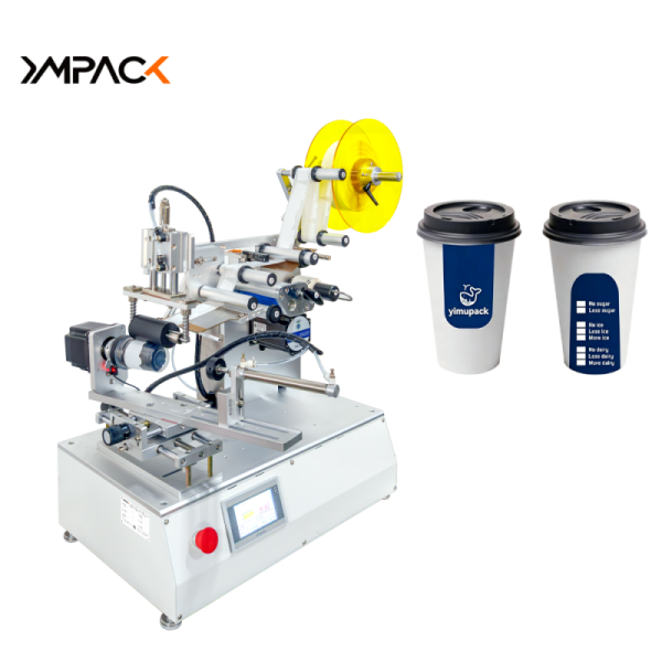 Glue Ahesive Sticker Semi Automatic Labeling Machine Applicator For Dessert Snack Beer Glasses