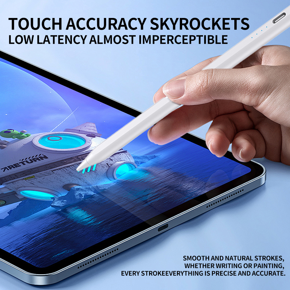 4 Power Light Universal Stylus Touch Pen for 0.5h Charging 8h Use Type-C Charging Slanted Cap Push Button Switch