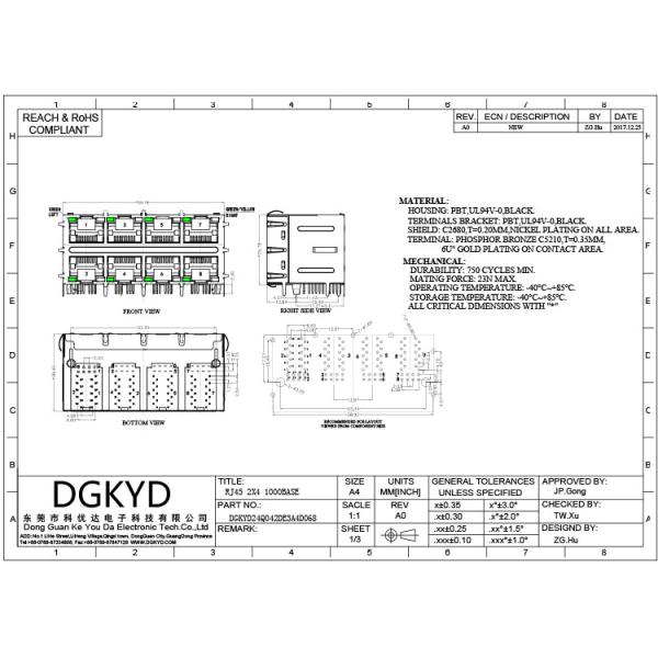 Pin женское Rj45 модульный Джек соединителя 10 локальных сетей Rj45 2X4 Multiport