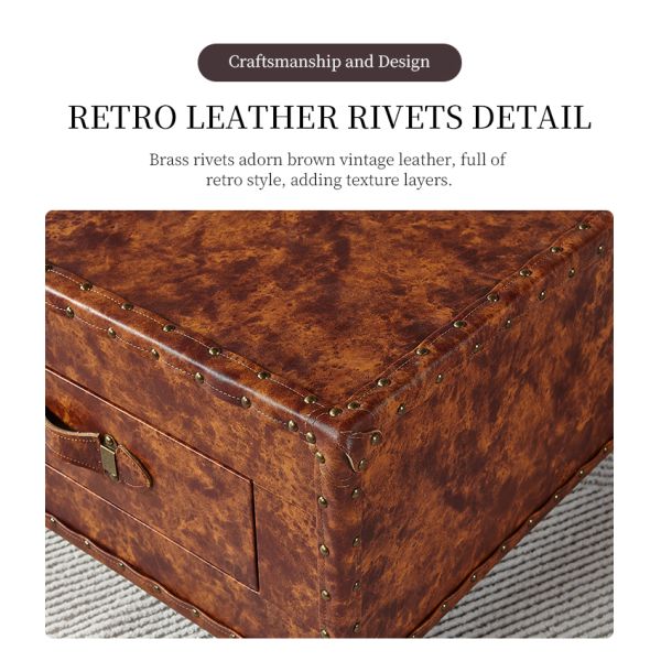 Nidea #303 American Retro Old Leather Suitcase Double Drawer Coffee Table Whiskey  Bar for Hotel Personalized Coffee Home Furniture