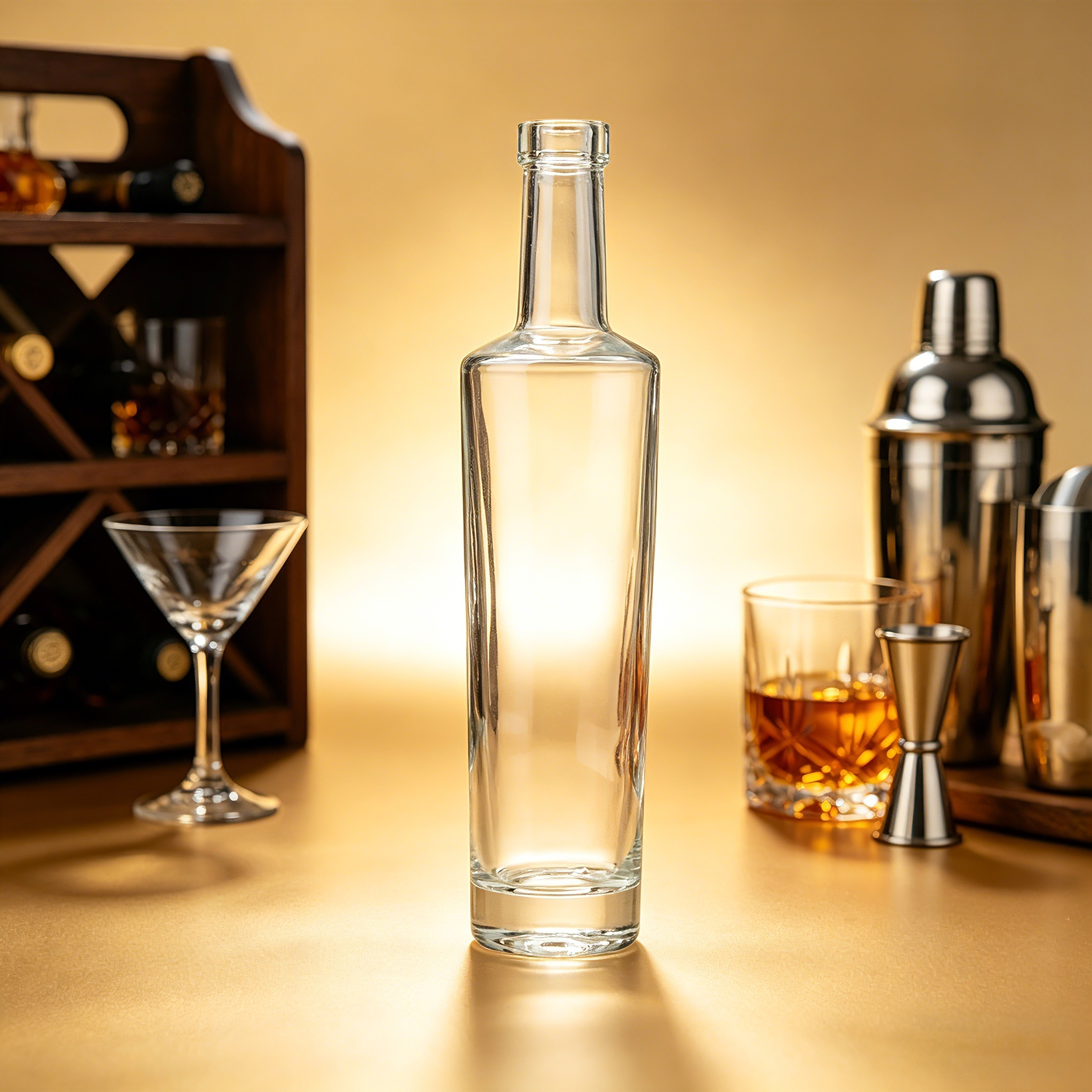 375ml Crystal White Clear Glass Liquor Decanters Cork Top For Gin 420g CY-764