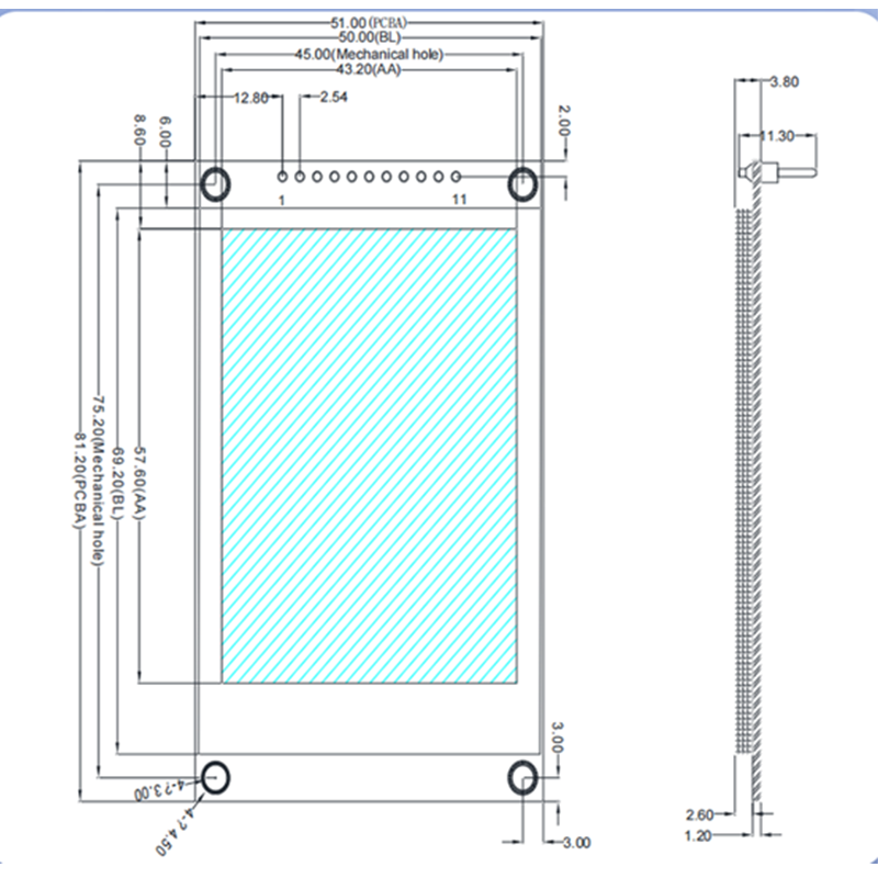 2.8-inch TFT LCD SPI serial port touch screen. Available in touch version or regular version