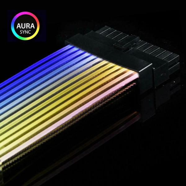 RGB Glowing Cable Motherboard Synchronized 5V 3Pin RGB Male to Female 24Pin Extension Power Supply Cable 200mm