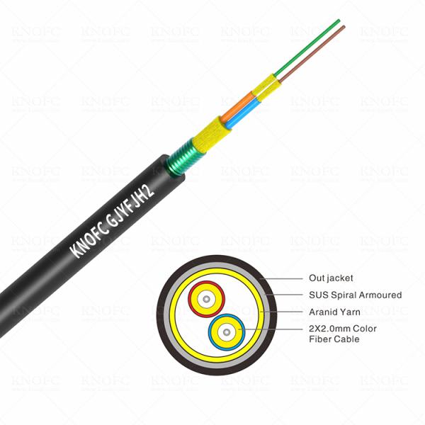 2 Core GJYFJH2 OS1 Fiber Optic Cable FTTA Armored Optic Fiber Cable