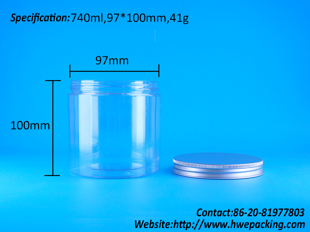 Cylinder Easy Open Lid Food Coffee Candy Cookies Rose Tea Plastic Clear PET Jar