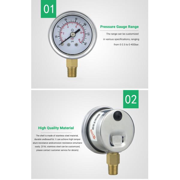 41.5mm Customized OEM Dial 80psi Pressure Gauge with 1/4 or 1/8 Threaded Connection