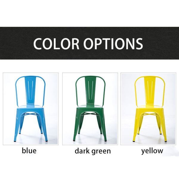Industrial Style Retro Stackable Iron Chair Bar Stool Colorful Cafe Metal Dining Chairs