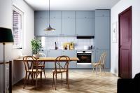 Buffets modulaires modernes de meubles en stratifié de cuisine avec le Cabinet de mur et le Cabinet supérieur