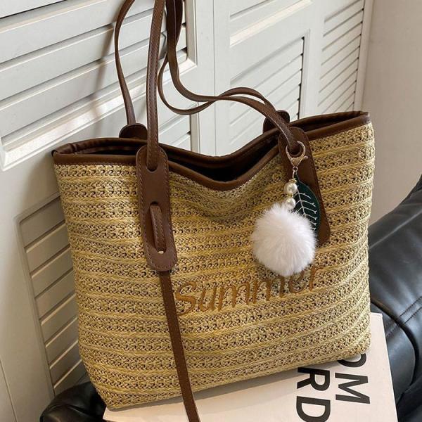 Bag New Beach Bag Fashion Net Red Tote Bag Women'S Large Capacity Single Shoulder Big Bag Straw Woven Bag