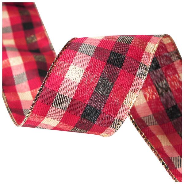 57mm Wired Edge Burlap Ribbon Gingham Burlap Ribbon Holiday Decorative Burlap Ribbon