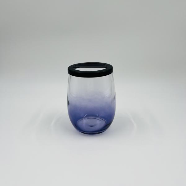 Glass Bathroom Accessories Set Ombre Blue With Round And Ball Shape Glass Soap Dispenser
