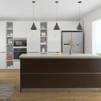 Soluções de armários de cozinha MDF personalizados com alcance