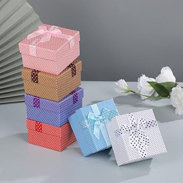 Elegant Purple Polka Dot Watch Gift Box with Silk Ribbon Premium Jewelry Packaging for Luxury Watches