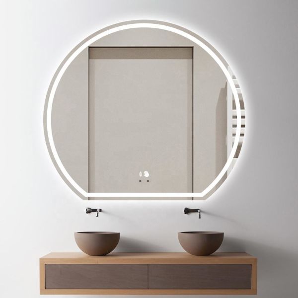 Home Decor Half Round Bathroom Mirror Anti Fog Waterproof LED Makeup Vanity Mirror