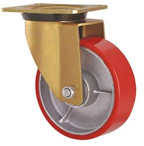 5'' Trolley Wheel Heavy Duty Red PU Polyurethane Castors  500kg