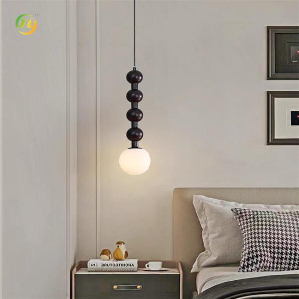 JYLIGHTING LED moderno de cabeça única esférica de vidro de madeira lustres & luzes pendente quarto luz pendente interior