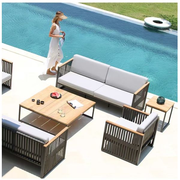 Modern Outdoor Aluminum Rattan Garden Sofa Chair Set Waterproof Eco-Friendly for Villa Apartment Courtyard & Leisure Lounge Use