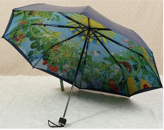 21 Inches Collapsible Patio Umbrella Manual Open Metal Frame Printed Pattern
