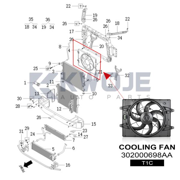 302000698AA Radiator Cooling Fan Assembly For Chery Auto Spare Parts Exeed LX T1C