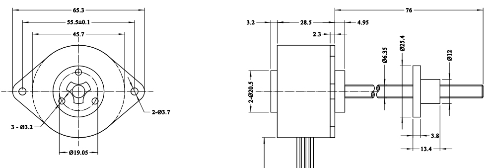 46mm diameter external drive long screw permanent magnet linear stepper motor, voltage 5V
