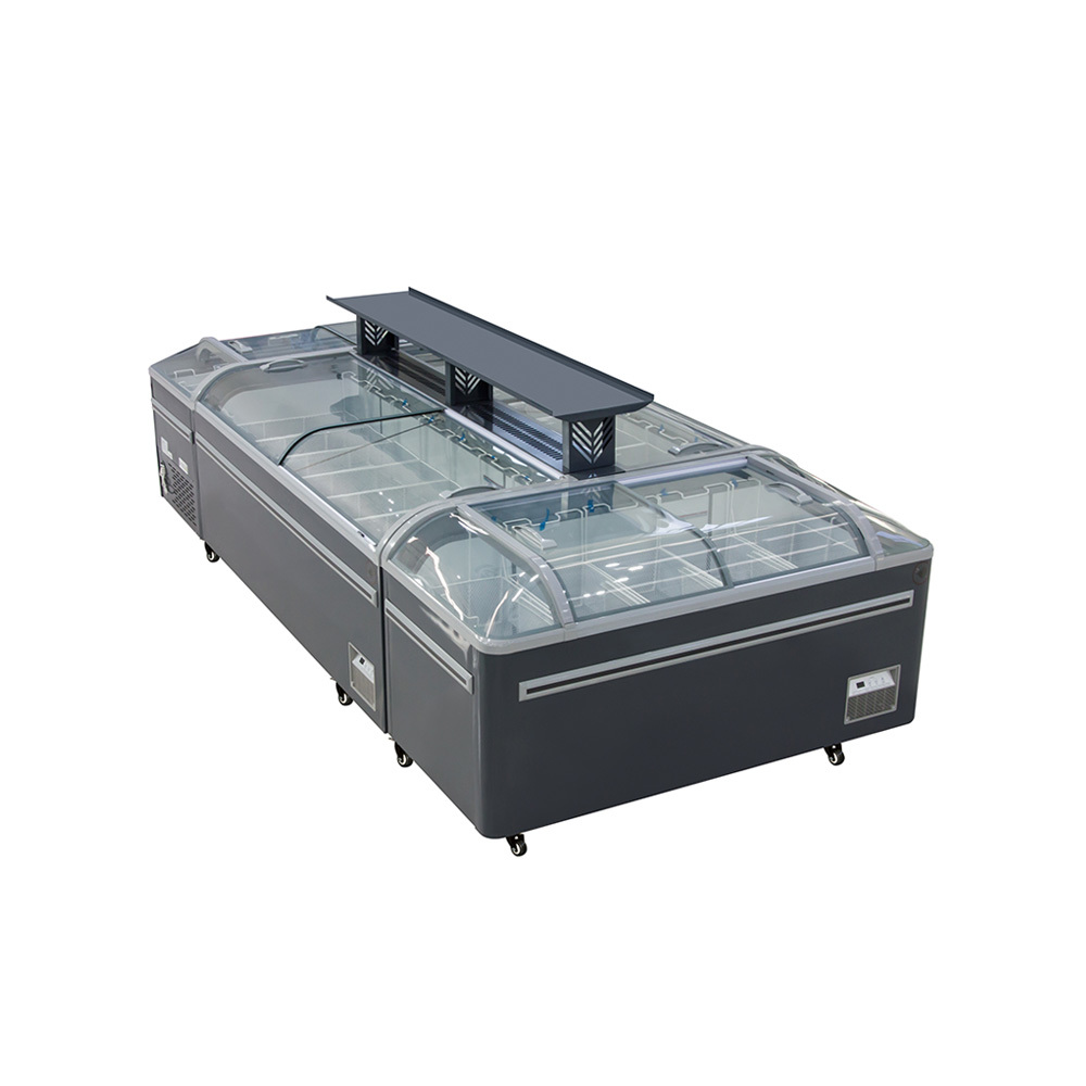300W 384W Island Display Freezer 790L 990L Commercial Sliding Door Freezer