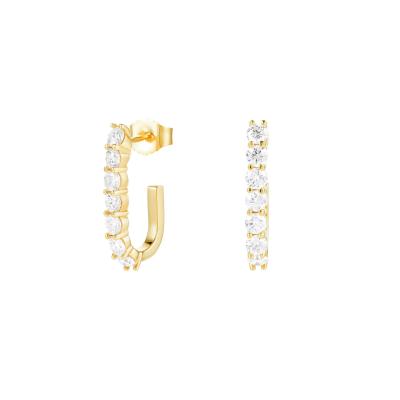 Trendy 925 Sterling Silver 14k Gold Trendy Bend Stud Earrings para Mulheres Meninas Joias