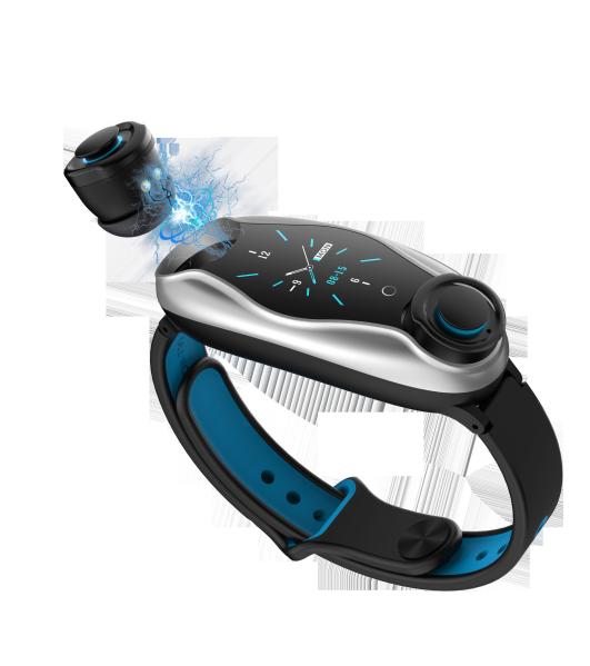 Fone de ouvido sem fio 2 de Bluetooth do bracelete magnético do Smart Watch 0.96inch TFT da correia do silicone em 1