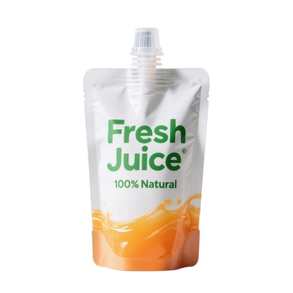 Custom Printed 100% Natural Fresh Juice Spout Pouches with Heat Seal Resealable Custom Logo for Food-Grade Leak-Proof Packaging