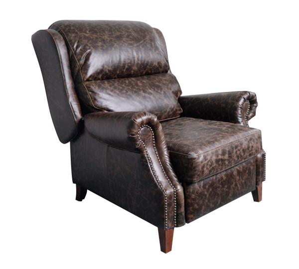 Comfortable High Back Leather Reclining Armchairs Metal Base Tilt Function Device