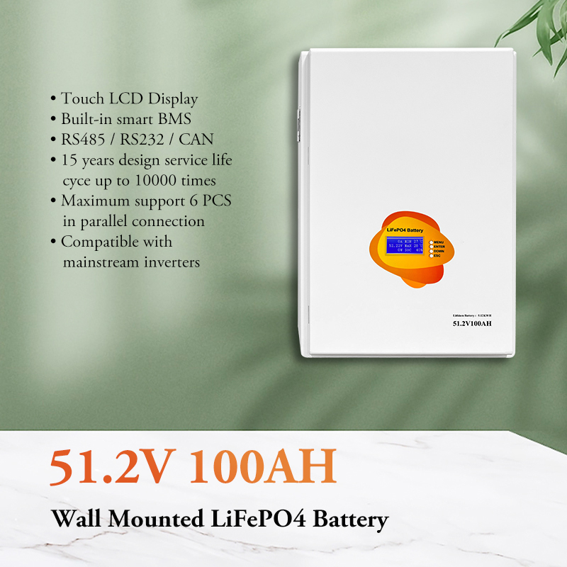 Wall Mount Home Energy Storage Battery, Portable Off-Grid Lithium Powerwall