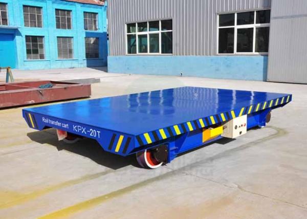 Bay to bay metal plate battery operated electric flat trailers on rails