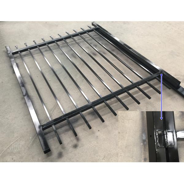 Stain Black Garrison Security Fencing Panels Australia Sydney Standard 2100mmx2400mm Width Rail 40mm /45mm Crimped Spear