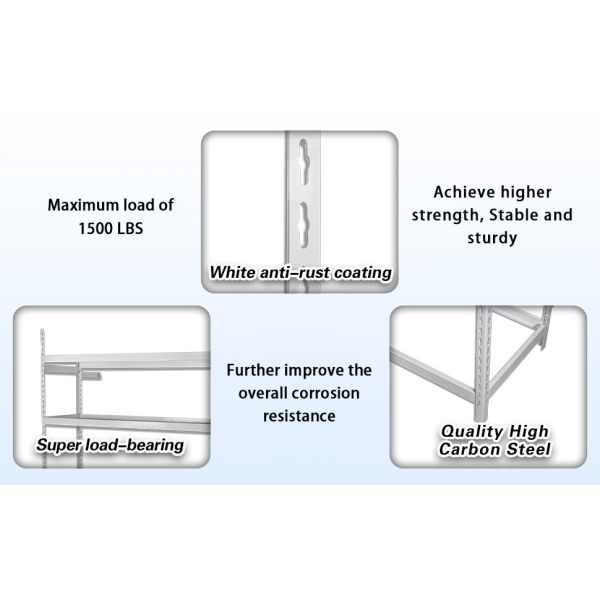 3 Tier Single Entry Tire Storage Rack 1500LBS High Carbon Steel White Anti-Rust Adjustable Heavy Duty Steel Shelving