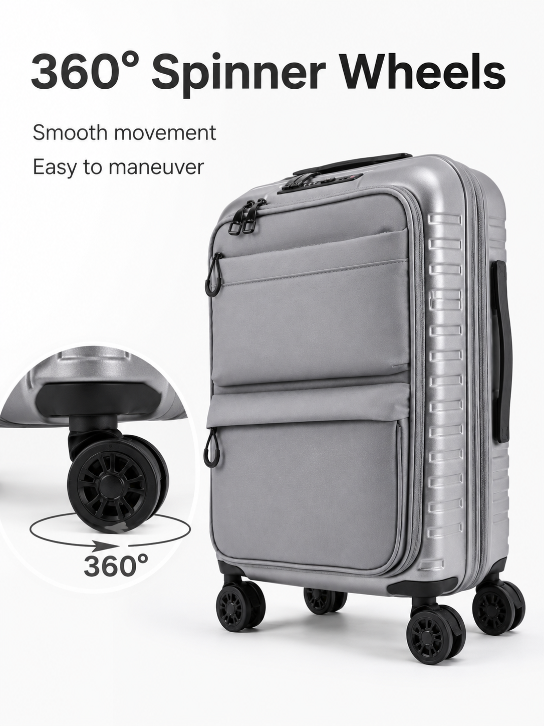 Expandable Front Opening Hard Soft Shell Carry On Luggage