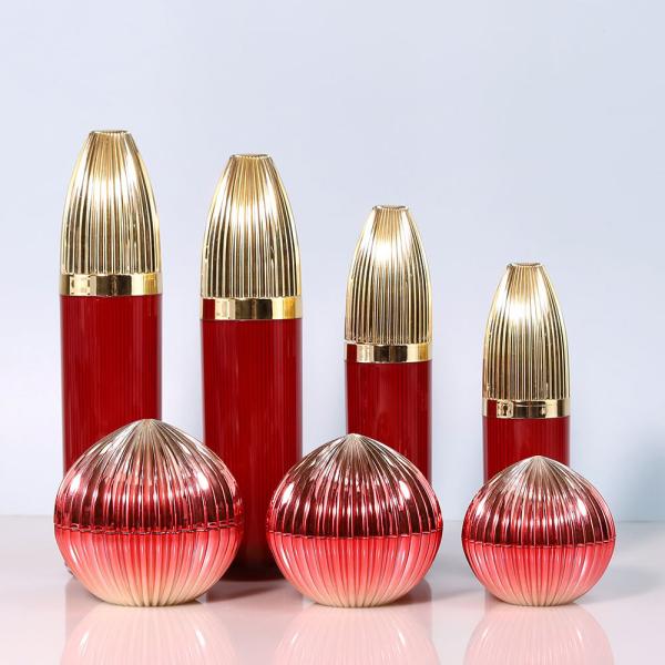 Translucent Stripe Design Plastic Acrylic Lotion Pump Bottle and Cream Jar for Logo Acceptable Skincare Cosmetic Packaging