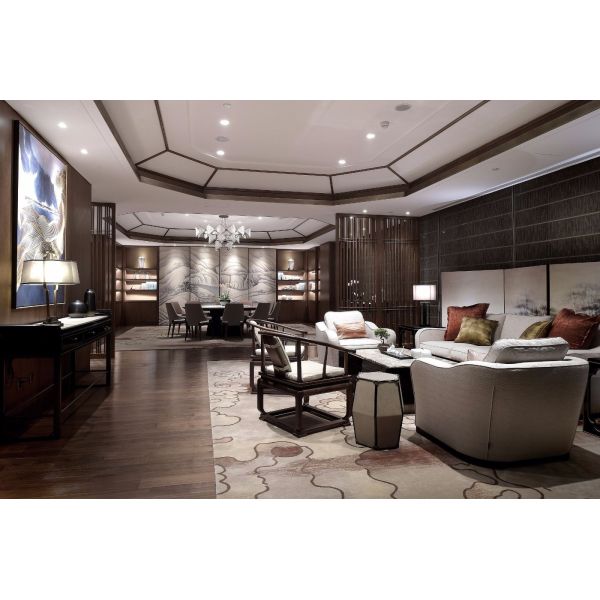 OEM/OD CUSTOM MODERN CHINESE LUXURY HOTEL FURNITURE SET | ROSEWOOD ARMCHAIR, MARBLE COFFEE TABLE & ROUND DINING SET FOR VIP LOUNGE & PRESIDENTIAL SUITE